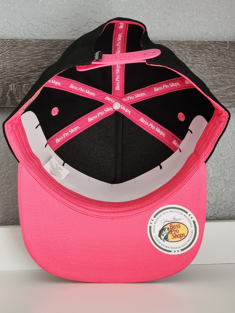 Bass Pro Shop Hat Las Vegas Cap Snap Back Pink & Black - Picture 6 of 6